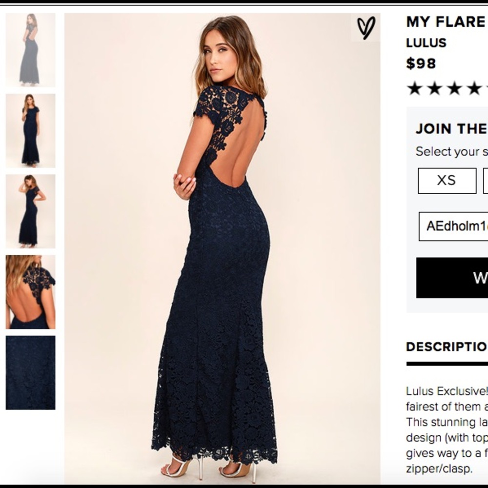Lulus Navy blue lace dress